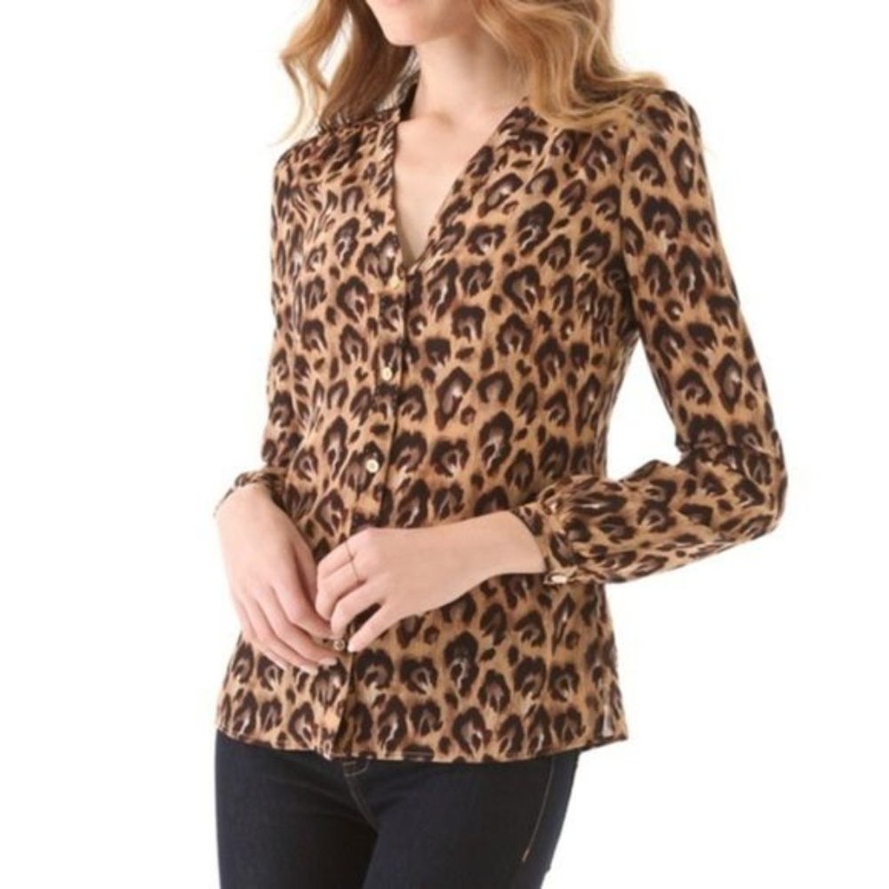 Tory Burch Jayden leopard print 100% silk blouse